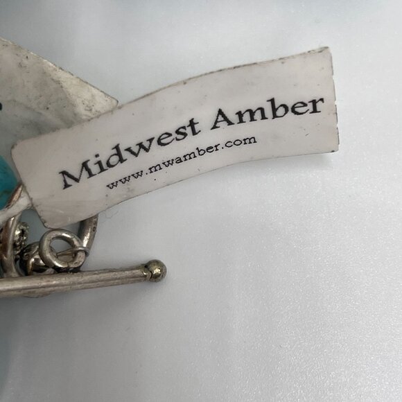 Handmade Genuine Turquoise Beaded necklace Sterling Silver Midwest Amber - Picture 4 of 9